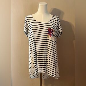 Like New Ezra Striped and Polka Dot Women's Top